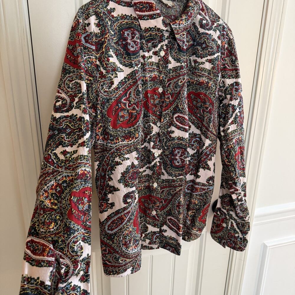 Talbots Paisley Long Sleeve Button Up Woman’s Top Size XL - Picture 4 of 10